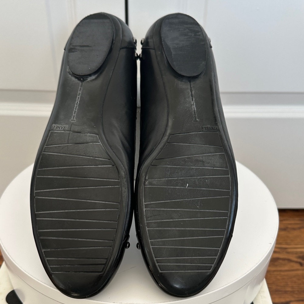 Vaneli Black Studded Patent Leather Cap Toe Rubber Bottom Balet Flats Size 10.5 - Picture 8 of 10